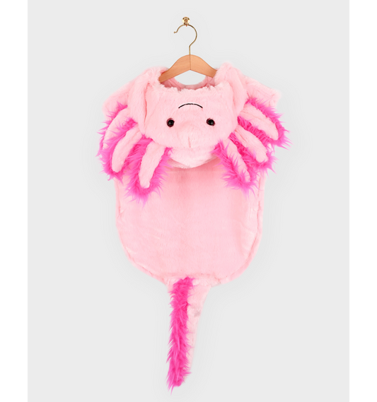 Mini Cape Axolotl – rosa kappe med hette (1–4 år) | Den Gode Fen - Bamsedyra AS