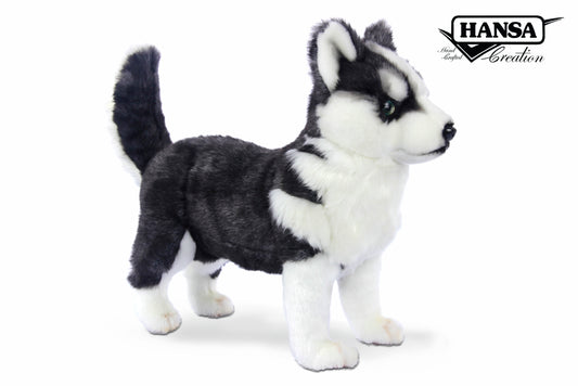 Hansa Creation | Husky Puppy Standing | Grå/Hvit | ca. 43 cm - Bamsedyra AS