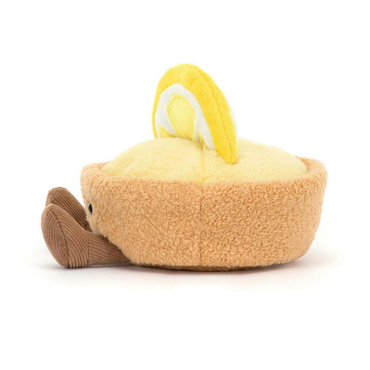 Jellycat Amuseables Collette Tarte Au Citron – myk sitronterte-kosedyr med brodert smil, 11 cm