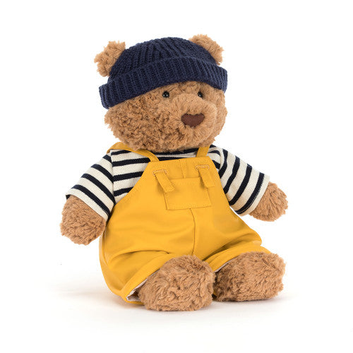 Jellycat Bartholomew Bear Seafarer bakfra – detalj av blå sjømannsantrekk og cap