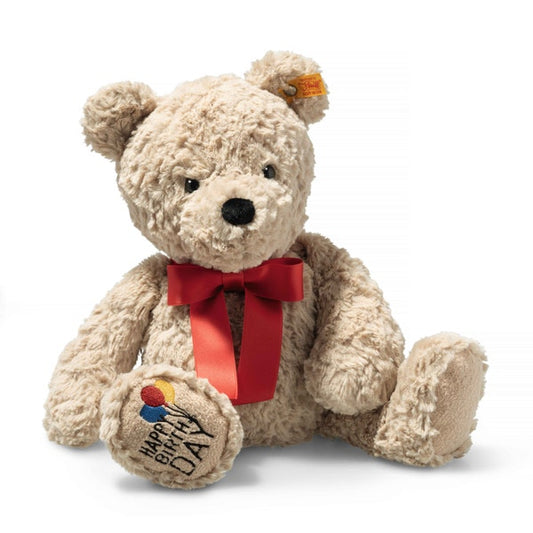 Steiff Jimmy teddybjørn Happy Birthday 35 cm i beige plysj