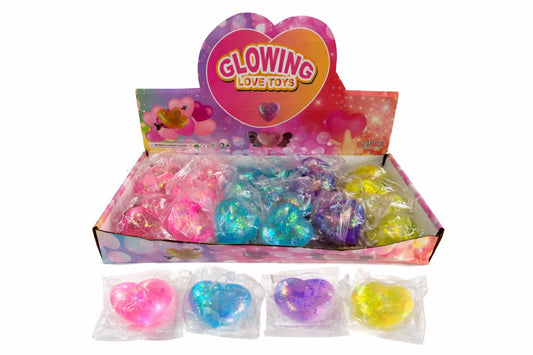 Glitter Hjerte stressleke | Malt Sugar | Assortert | 1 stk - Bamsedyra AS