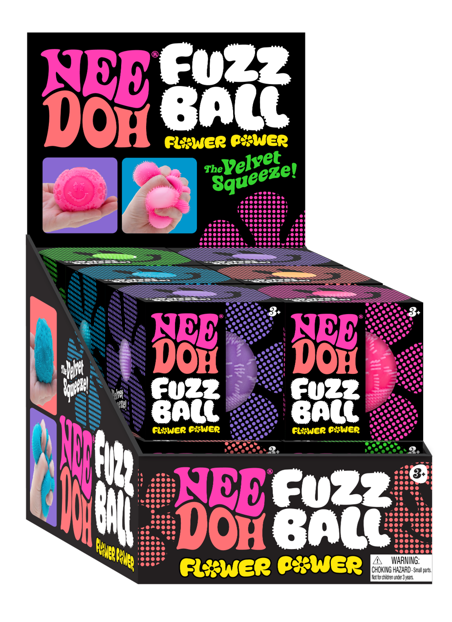 NeeDoh Fuzz Ball Flower Power – 5 assorterte | Schylling Full View - Bamsedyra AS