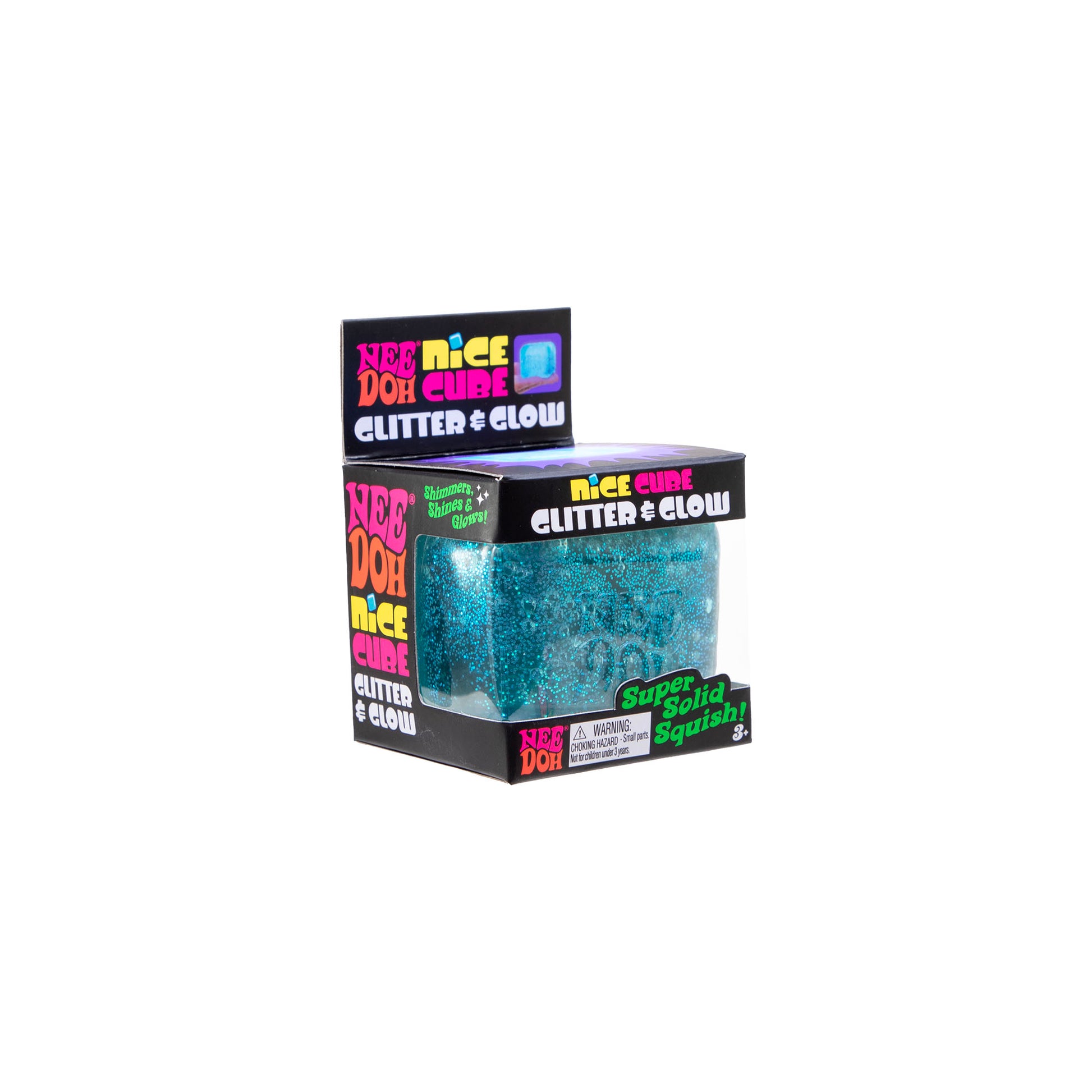 NeeDoh Nice Cube Glitter & Glow Side View - Bamsedyra AS