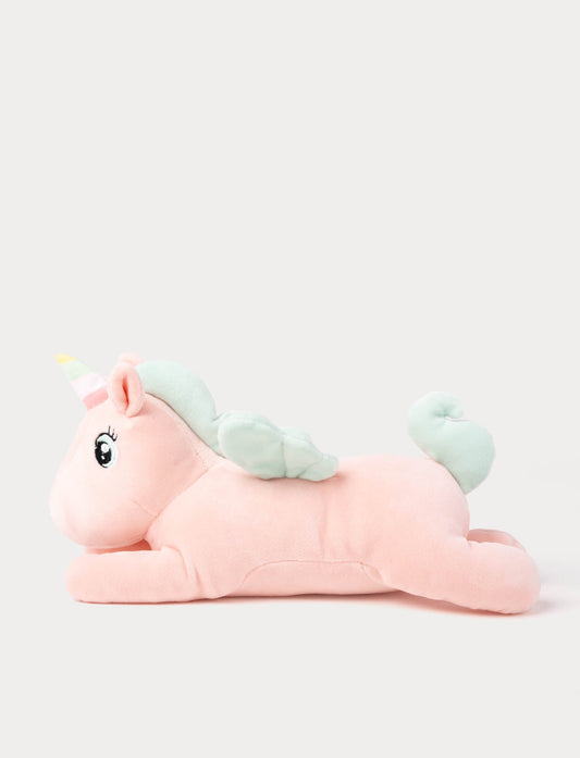 Rosa liggende enhjørningbamse fra Teddykompaniet, 35 cm