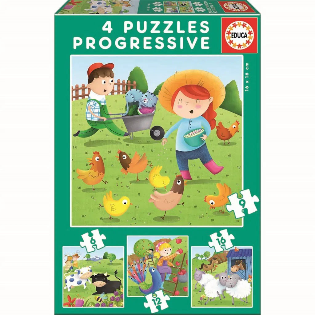 Educa Farm Animals Progressive Puzzles - Bamsedyra AS