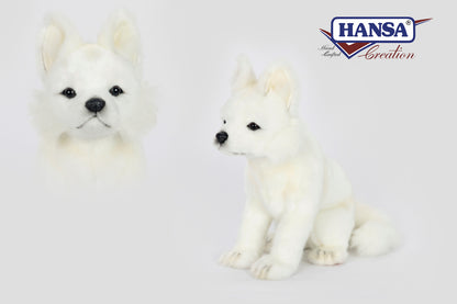 Snow Fox Puppy Sitting 25 cm | Hansa Creation Detail - Bamsedyra AS