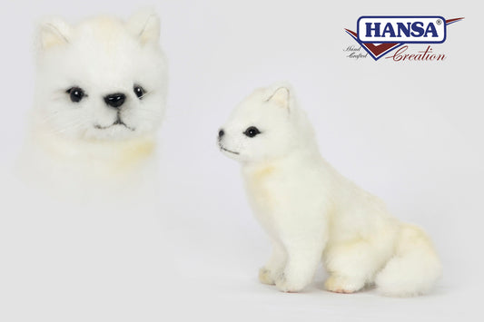 Arctic Fox Cub Sitting 14 cm | Hansa Creation (6830) - Bamsedyra AS