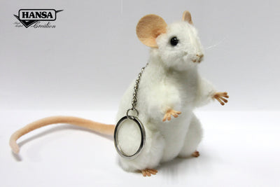 White Mouse Keychain 11 cm | Hansa Creation (7896) - Bamsedyra AS