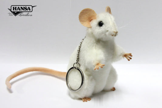 White Mouse Keychain 11 cm | Hansa Creation (7896) - Bamsedyra AS