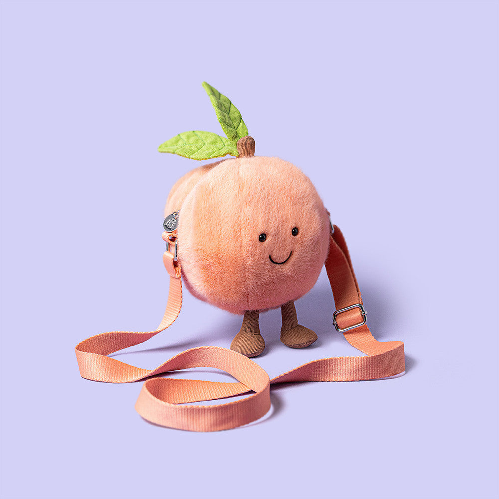 Jellycat | Amuseables Peach Shoulder Bag | Fersken | ca. 20 cm Side View - Bamsedyra AS