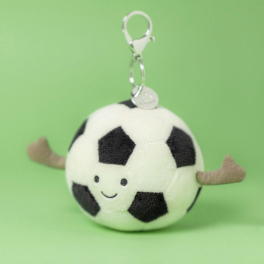 Amuseables Sports Football Bag Charm | Jellycat Side View - Bamsedyra AS