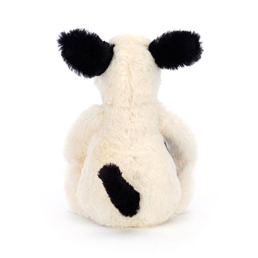 Jellycat Bashful Black & Cream Puppy – nærbilde av detaljer