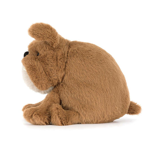 Derreck Dog fra Jellycat – myk hundebamse med hengende ører og stripete skjerf