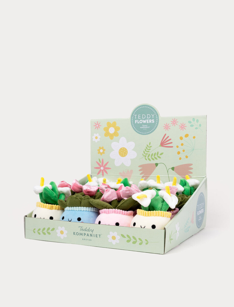 Teddy Flowers 15 cm – plysjblomster i potte (3 varianter) Side View - Bamsedyra AS