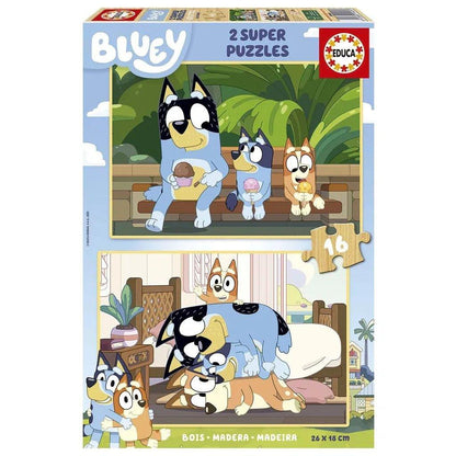 Bluey Jigsaw Puzzle: Double the Fun with 2 x 16 Piece Sets from Educa - Bamsedyra AS