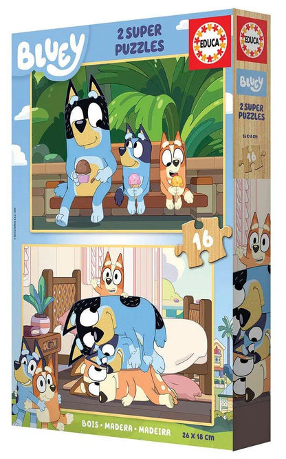 Bluey Jigsaw Puzzle: Double the Fun with 2 x 16 Piece Sets from Educa - Bamsedyra AS