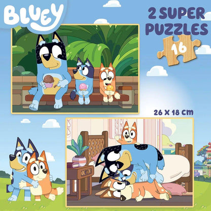 Bluey Jigsaw Puzzle: Double the Fun with 2 x 16 Piece Sets from Educa - Bamsedyra AS