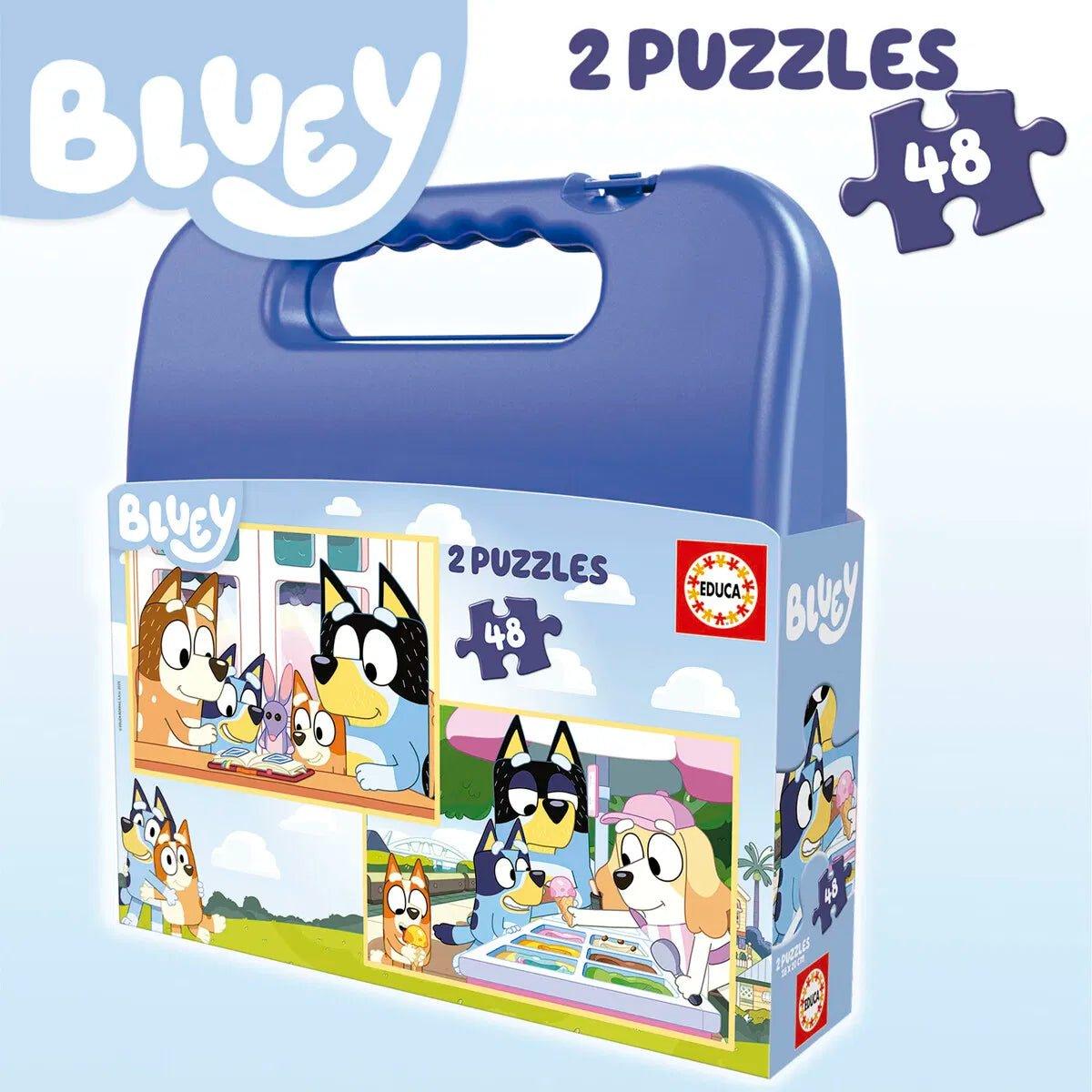 Educa Bluey Puzzle Carry Case - 2 Puzzles, 48 Pieces Each - On-the-Go Fun! - Bamsedyra AS