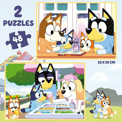 Educa Bluey Puzzle Carry Case - 2 Puzzles, 48 Pieces Each - On-the-Go Fun! - Bamsedyra AS
