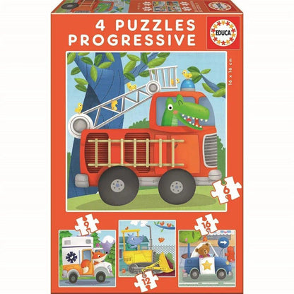 Educa Progressive Puzzle Set - 4 Fun Puzzles in One Box! - Bamsedyra AS