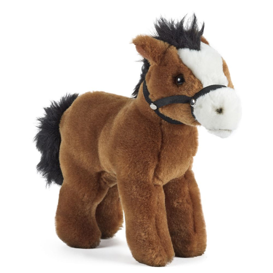 Hestebamse 23 cm – brun med hodelag, realistisk